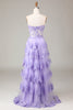 Afbeelding in Gallery-weergave laden, Lavendel Strapless gelaagde tule korset Prom jurk met appliques
