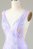 Afbeelding in Gallery-weergave laden, Lavendel Sprankelende Strakke Homecoming Jurk met Backless