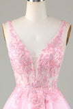 Roze Glitter Leuke Homecoming Jurk met Appliques