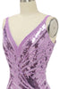 Afbeelding in Gallery-weergave laden, Sprankelende paarse pailletten backless lange galajurk