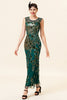 Afbeelding in Gallery-weergave laden, Schede ronde hals donkergroen love heart kralen Gatsby 1920s jurk
