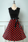 Rood Dots Vintage jaren 1950 Jurk