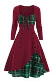 Plaid jaren 1950 Jurk met lange mouwen