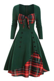 Plaid jaren 1950 Jurk met lange mouwen