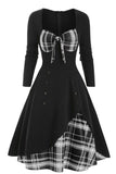 Plaid jaren 1950 Jurk met lange mouwen