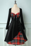 Plaid jaren 1950 Jurk met lange mouwen