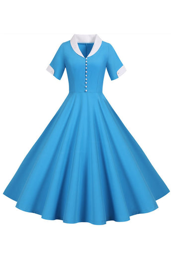 V Hals jaren 1950 Swing Dress