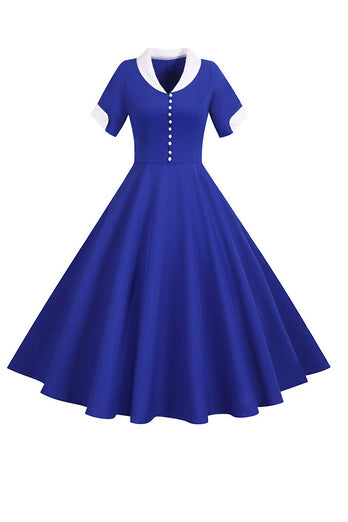 V Hals jaren 1950 Swing Dress