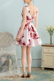 Roze homecoming jurk met bloemen print