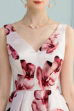 Roze homecoming jurk met bloemen print