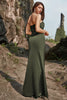 Afbeelding in Gallery-weergave laden, Schede Strapless Olive Long Prom Jurk met Split Front