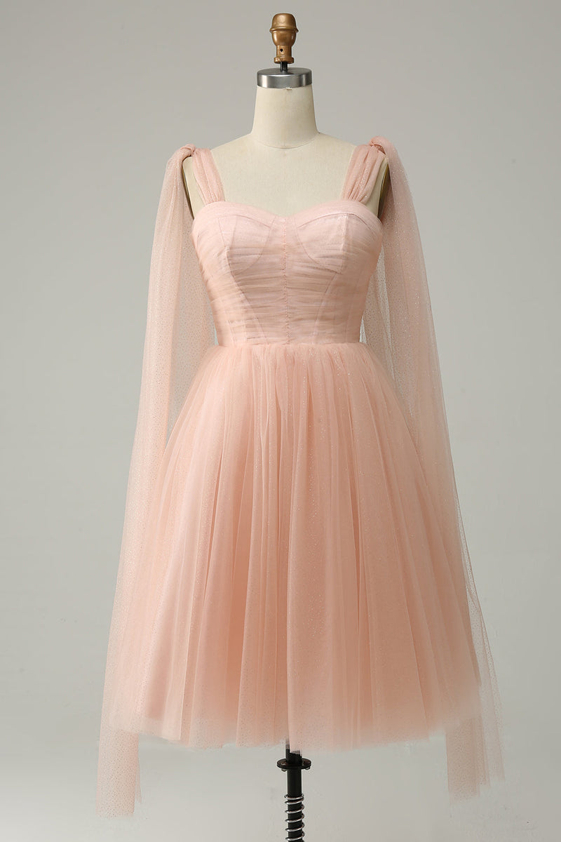 Afbeelding in Gallery-weergave laden, A Line Blush Sweetheart Midi Prom Jurk