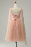 A Line Blush Sweetheart Midi Prom Jurk