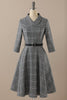 Afbeelding in Gallery-weergave laden, Retro stijl Donker grijs Vintage jurk met lange mouwen