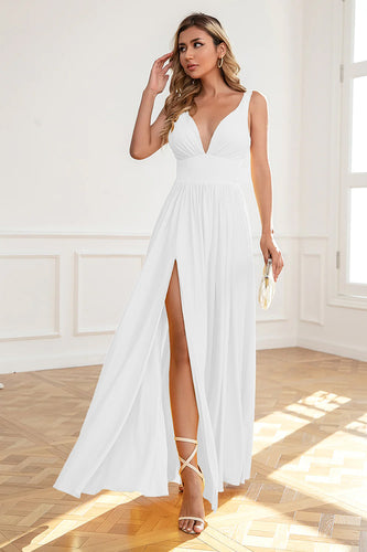 Eenvoudige A-lijn chiffon kleine witte jurk