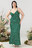 Groene bloemenprint zomer plus size bruidsmeisjesjurk