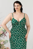 Groene bloemenprint zomer plus size bruidsmeisjesjurk