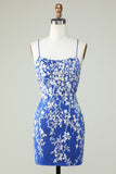 Donkergroene spaghettibandjes Bodycon Homecoming Jurk met appliques
