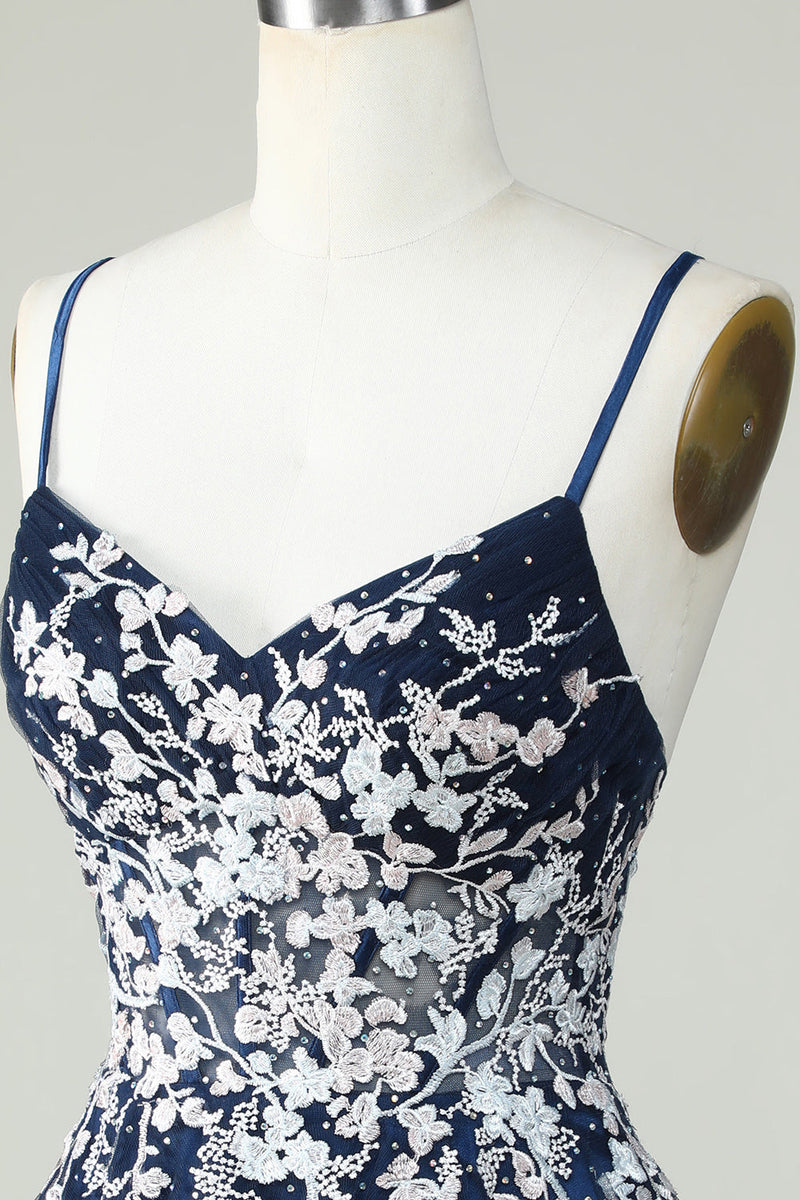 Afbeelding in Gallery-weergave laden, Stoffige salie spaghetti bandjes homecoming jurk met kriskras rug