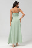 Certificably Chic A Line Spaghetti Straps Dusty Pink Lange Bruidsmeisje Jurk met Kralen