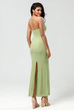 Strapless Mermaid Lemon Green Lange Bruidsmeisje Jurk