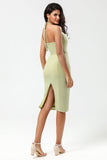 Halter Dusty Sage Bruidsmeisjesjurk met Split