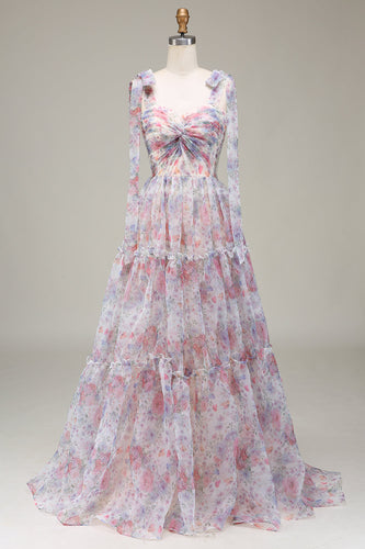 A-lijn tule jurk met bloemenprint