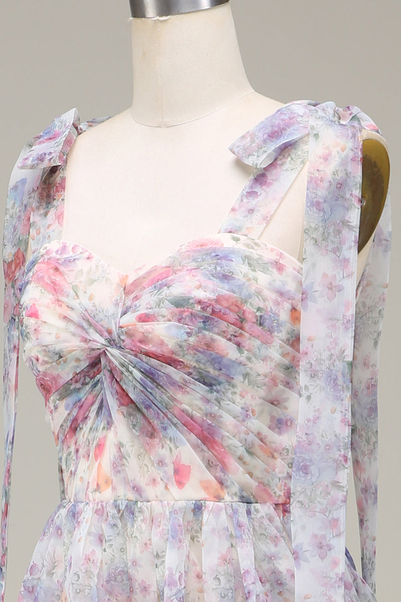 Afbeelding in Gallery-weergave laden, A-lijn tule jurk met bloemenprint