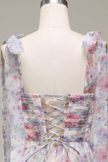 A-lijn tule jurk met bloemenprint