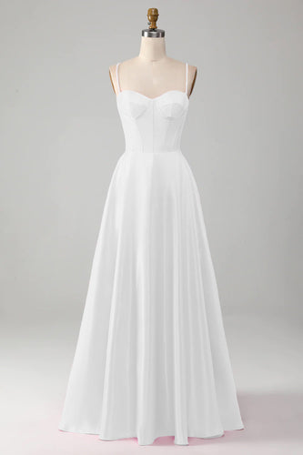 Eenvoudig wit korset kleine witte jurk