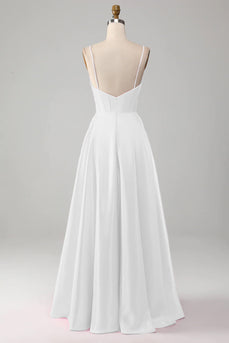 Eenvoudig wit korset kleine witte jurk