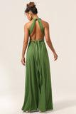 Charmante A Line Olijfgroene Spandex Convertible Wear Lange Bruidsmeisje Jurk