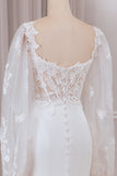 Ivoor Lace Sweetheart hals lange mouwen zeemeermin trouwjurk met Sweep Train