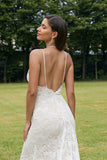 Ivoren Zeemeermin Kant Backless Trouwjurk