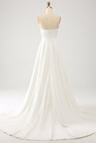 Ivoor een lijn lange chiffon trouwjurk met 3D vlinders lange mouwen