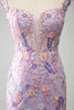Afbeelding in Gallery-weergave laden, Mauve Off The Shoulder lange geborduurde zeemeermin Prom jurk spleet