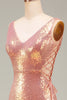 Afbeelding in Gallery-weergave laden, Sprankelende Blush zeemeermin galajurk met split
