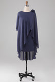 Schede/kolom Scoop kralen knie-lengte Chiffon moeder van de bruid jurk