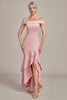 Afbeelding in Gallery-weergave laden, Roze zeemeermin asymmetrische gegolfde moeder van de bruid jurk
