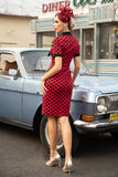 Rode Polka Dots jaren 1960 Jurk met Strik