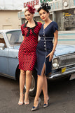 Rode Polka Dots jaren 1960 Jurk met Strik