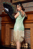 Pailletten Groene Korte Jaren 1920 Party Dress