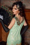 Pailletten Groene Korte Jaren 1920 Party Dress