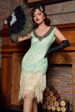 Pailletten Groene Korte Jaren 1920 Party Dress