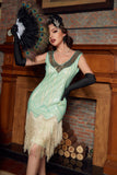 Pailletten Groene Korte Jaren 1920 Party Dress