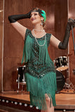 Grote maat Champagne Gatsby 1920s Flapper Jurk met Pailletten en Franjes