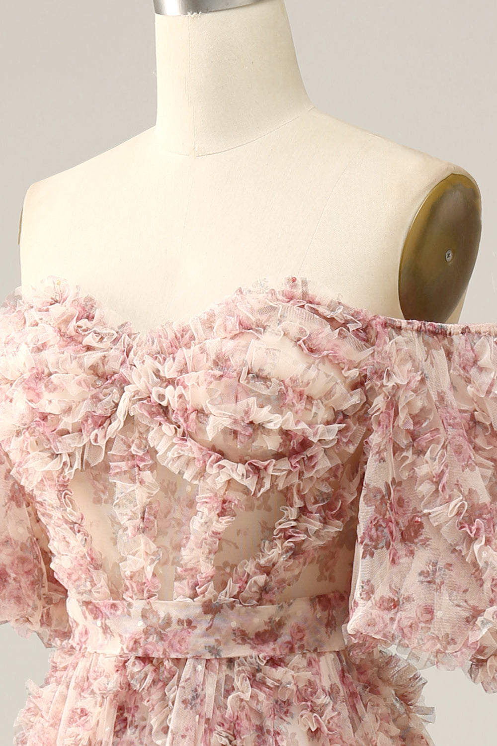 Ivory Red Flower Off The Shoulder Galajurk