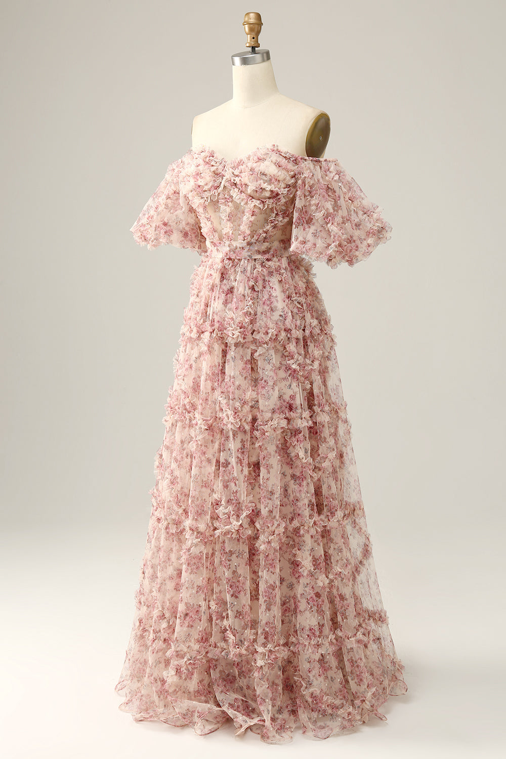 Ivory Red Flower Off The Shoulder Galajurk