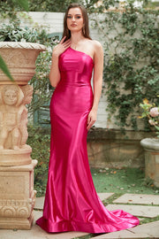 Fuchsia One Shoulder Zeemeermin Galajurk