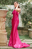 Fuchsia One Shoulder Zeemeermin Galajurk